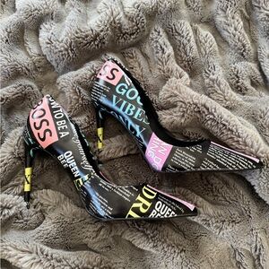 Steve Madden “Girl Boss” Newspaper 9.5 Heels. NWT, Never worn